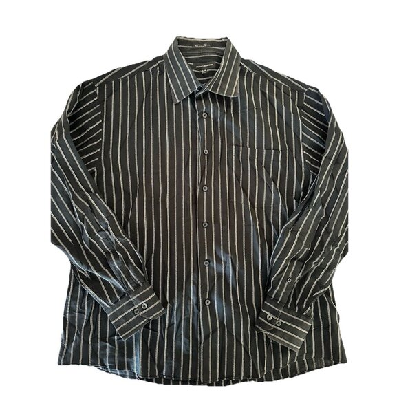 Michael Brandon Other - Michael Brandon Mens XL Button Down‎ Long Sleeve Gray Striped Dress Shirt Career